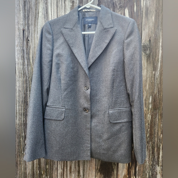 Authentic Burberry Classic Notch Collar Wool Flannel Blazer